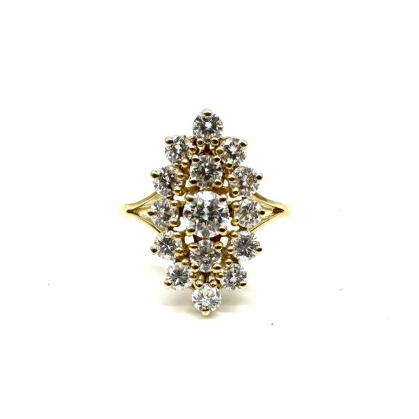 Bague marquise or jaune et diamants – Image 3