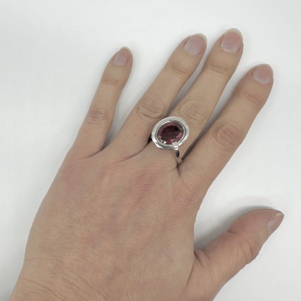 bijou occasion or blanc 750 millièmes 18 carats bijouterie frot guilde bague tourmaline rose