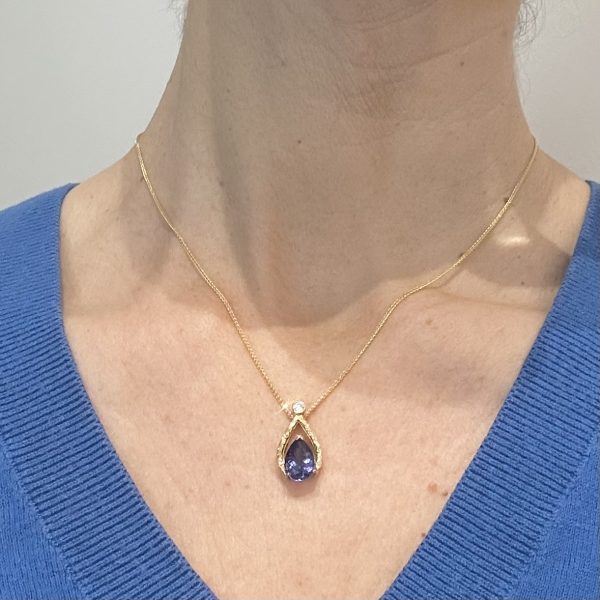 bijou occasion or jaune 750 millièmes 18 carats bijouterie frot guilde pendentif tanzanite diamant