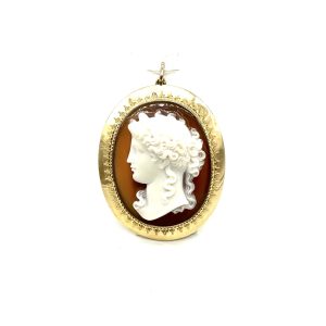 bijou occasion or jaune 750 millièmes 18 carats bijouterie frot guilde pendentif agate camée volume ancien