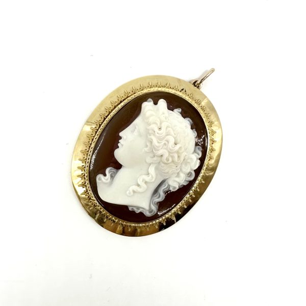 bijou occasion or jaune 750 millièmes 18 carats bijouterie frot guilde pendentif agate camée volume ancien