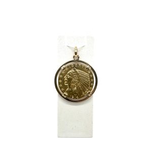 bijou occasion or jaune 750 millièmes 18 carats bijouterie frot guilde pendentif porte pièce tête indien dollars