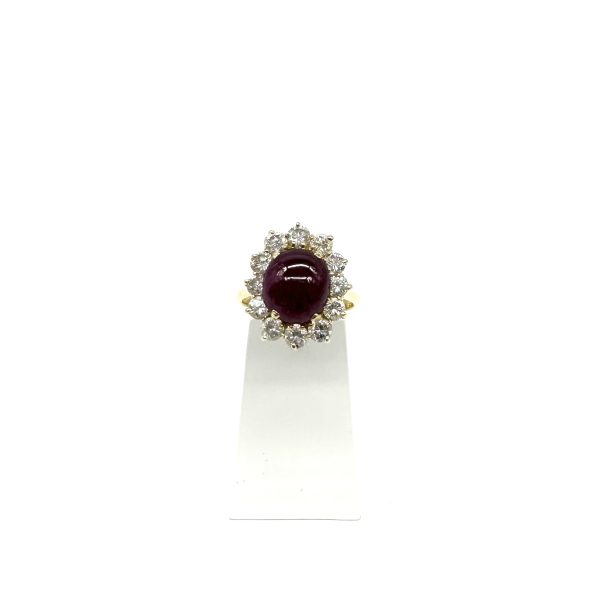 Bague or jaune rubis et diamants