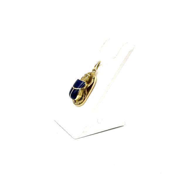 bijou occasion bijouterie frot guilde pendentif or jaune lapis lazuli scarabée