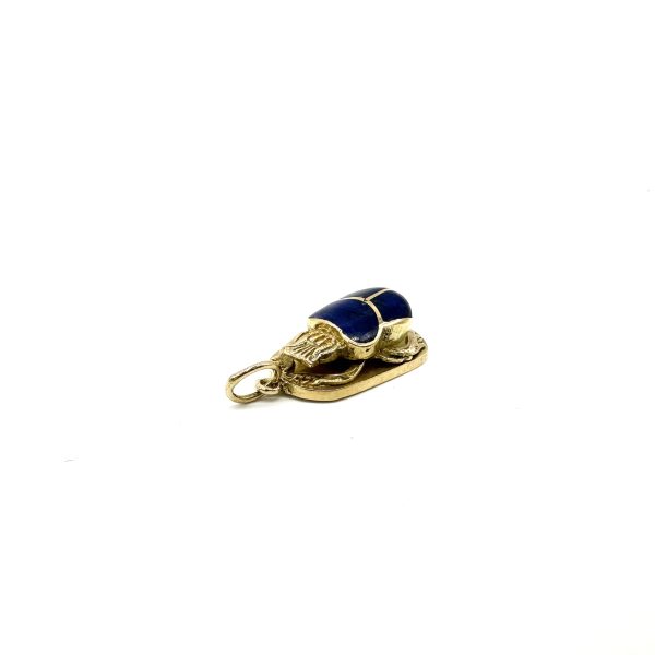 bijou occasion bijouterie frot guilde pendentif or jaune lapis lazuli scarabée