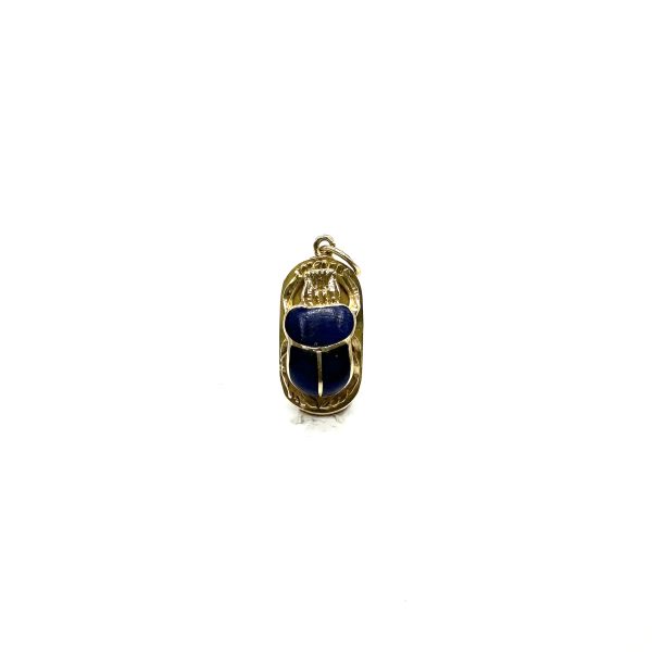 bijou occasion bijouterie frot guilde pendentif or jaune lapis lazuli scarabée