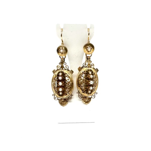 bijou occasion bijouterie frot guilde boucles oreilles ancien perles or jaune