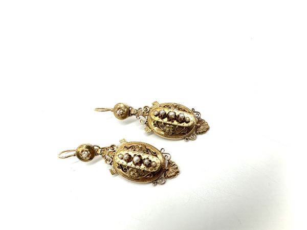 bijou occasion bijouterie frot guilde boucles oreilles ancien perles or jaune