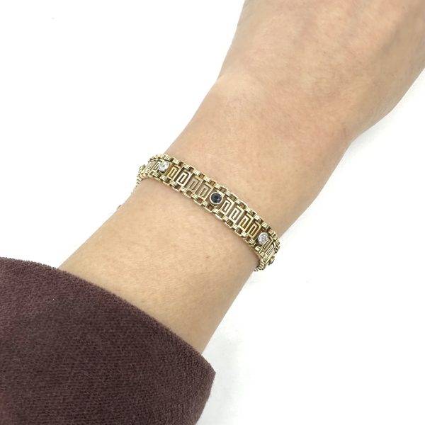 bijou occasion bijouterie frot guilde or jaune 750 bracelet saphir diamant